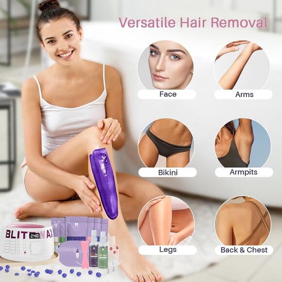 BLITZWAX Brazilian and Bikini Waxing Kit for Women, Hard Wax Warmer for Face, Le - Picture 3 of 6